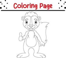 funny skunk coloring page for kids vector