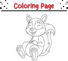 funny squirrel sleep coloring page for kids vector