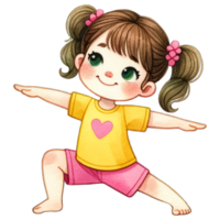 AI generated Watercolor Cute Girl Exercising Clipart AI Generative png