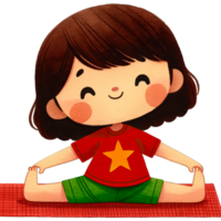 ai gerado aguarela fofa menina exercício clipart ai generativo png