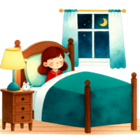 ai généré aquarelle mignonne fille en train de dormir de bonne heure clipart ai génératif png