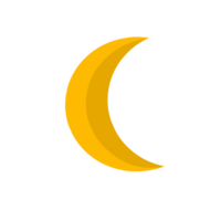 Yellow crescent moon and stars ramadan theme png