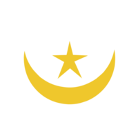 Yellow crescent moon and stars ramadan theme png