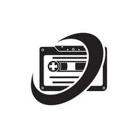 tape cassette icon logo vector design template