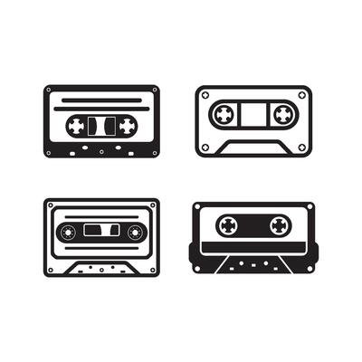 tape cassette icon logo vector design template