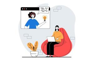 técnico apoyo concepto con personas escena en plano diseño para web. mujer vocación en mesa de ayuda y técnico operador resolviendo problema. vector ilustración para social medios de comunicación bandera, márketing material.