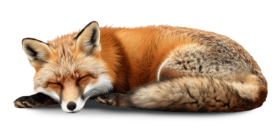 AI generated Sleeping cute red fox isolated on transparent background, PNG cutout graphic resource