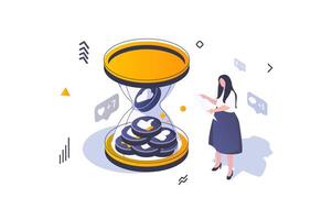 Social media concept in 3d isometric design. Woman blogging online and promoting blog, collecting likes hands from new followers. Vector illustration with isometric people scene for web graphic