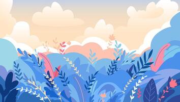 Cute vector background with layers of clouds. Delicate, pastel colors.