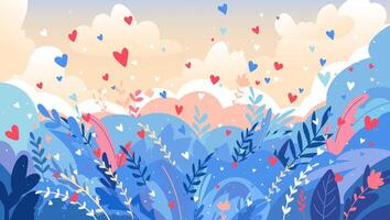 Cute vector background with layers of clouds. Delicate, pastel colors.