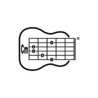 Em guitar chord icon. Basic guitar chord vector illustration symbol design