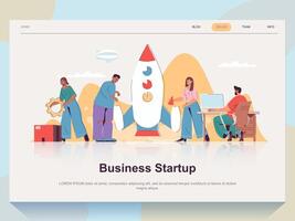 Business startup web concept for landing page in flat design. Man and woman creating new company, investing money and start project in team. Vector illustration with people scene for website homepage