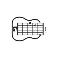 G7 guitar chord icon. Basic guitar chord vector illustration symbol design