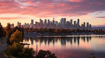 AI generated A Panoramic View of a City Across a Lake photo