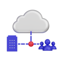 Hybrid Cloud Connection Network 3d Icon png