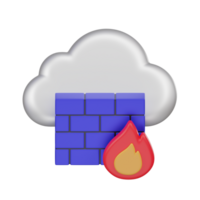 nuvem firewall 3d ícone png