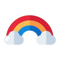 An eye catching icon of rainbow, flat style vector