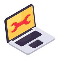 Spanner inside laptop, editable design icon of system setting vector