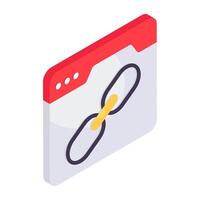 Conceptual isometric design icon of web linkage vector