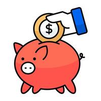 moderno diseño icono de cerdito banco vector