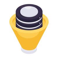 Conceptual isometric design icon of database filtration vector