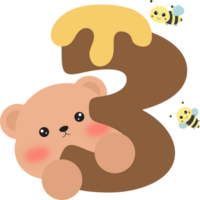 Bear Birthday Party with Number png