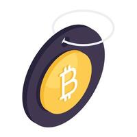 An icon design of bitcoin tag vector