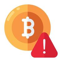 vector diseño de bitcoin advertencia