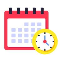 Clock with calendar, icon of study timetable vector
