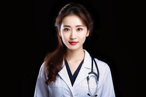 AI generated Woman in White Coat With Stethoscope photo