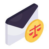 An icon design of law mail, editable vector