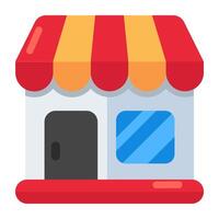 A flat design icon of shop architecture vector