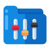 Conceptual flat design icon of equalizer setting folder vector