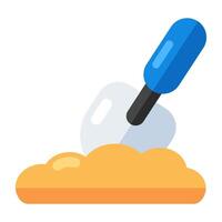 Editable design icon of shovel with mud heap, digging vector