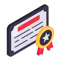 Paper with ribbon, isometric design of degree icon vector
