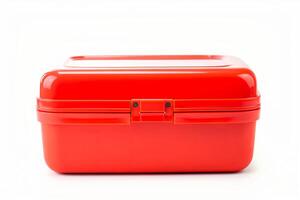 AI generated Plastic lunch box isolated on white background. photo