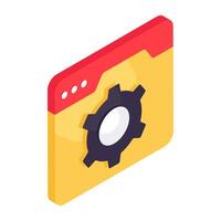 Gear on webpage, editable design icon of web management vector