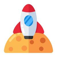 Conceptual flat design icon of rocket vector