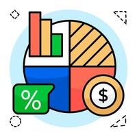 Conceptual flat design icon of financial graph vector