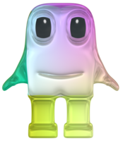 3D personage alien colorful green pink png