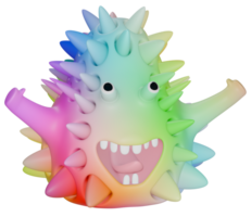 3D personage monster colorful pink blue png