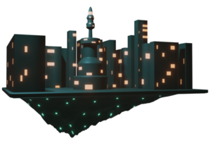 3D city night blue png