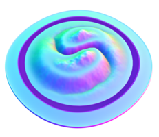 3D yin yang blue and purple swirl in the center of a circle png