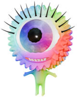 3D personage monster eye colorful blue red png