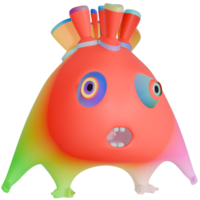 3D personage monster colorful red pink png