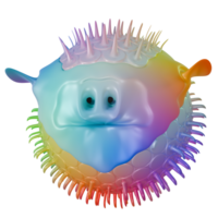 3d pesce puffer colorato png