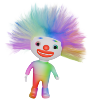 3d personnage pitre coloré cheveux png