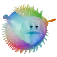 3d pesce puffer colorato png