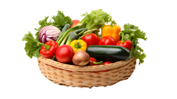 AI generated Basket with vegetables, vegetable basket isolated png