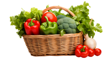 AI generated Basket with vegetables, vegetable basket isolated png